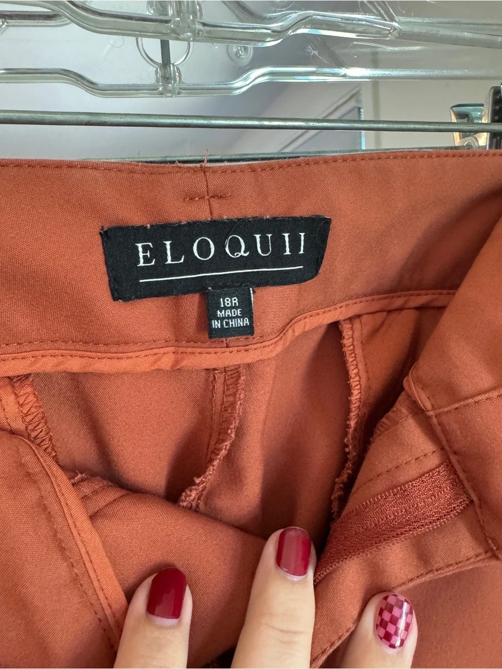 Eloquii Cropped Slim Pants in Rust Red